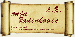 Anja Radinković vizit kartica